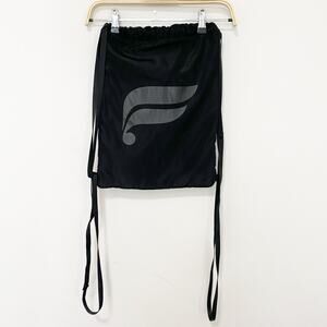 Fabletics Black Quilted Logo Drawstring Bag